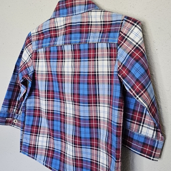 Carters Red White Blue Plaid Long Sleeve Button Down Dress Shirt Size 18 Months - Picture 7 of 8